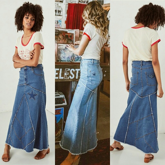 New spell designs Ashbury patchwork denim skirt XS - Picture 2 of 8